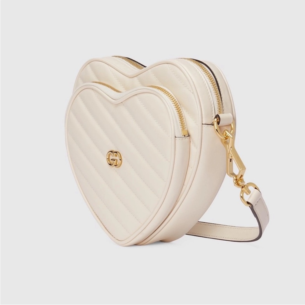 New!!STUNNING! Gucci Interlocking G Mini Heart Shoulder Bag White - Picture 4 of 4